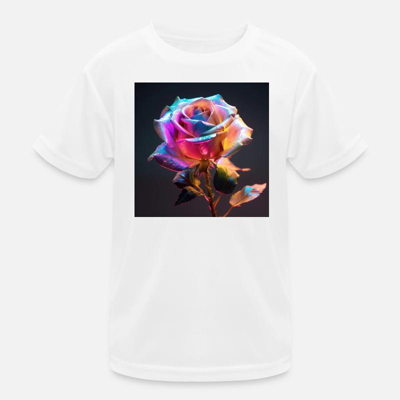 Regenbogenrose Neon Glow Kinder Funktions-T-Shirt