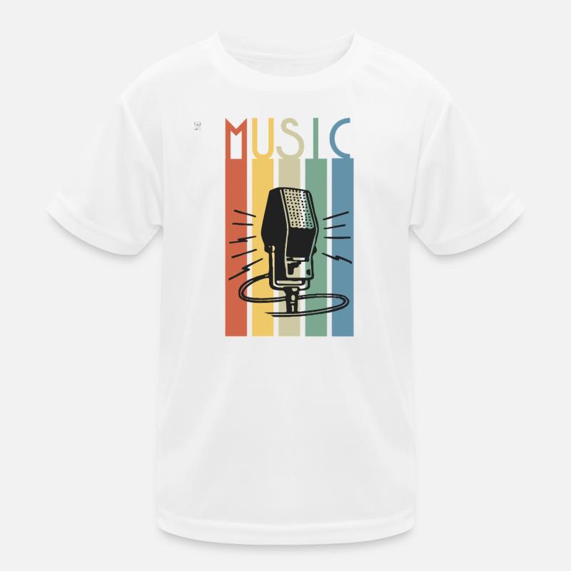 Retro Microphone Music Strip Kids Functional T-Shirt