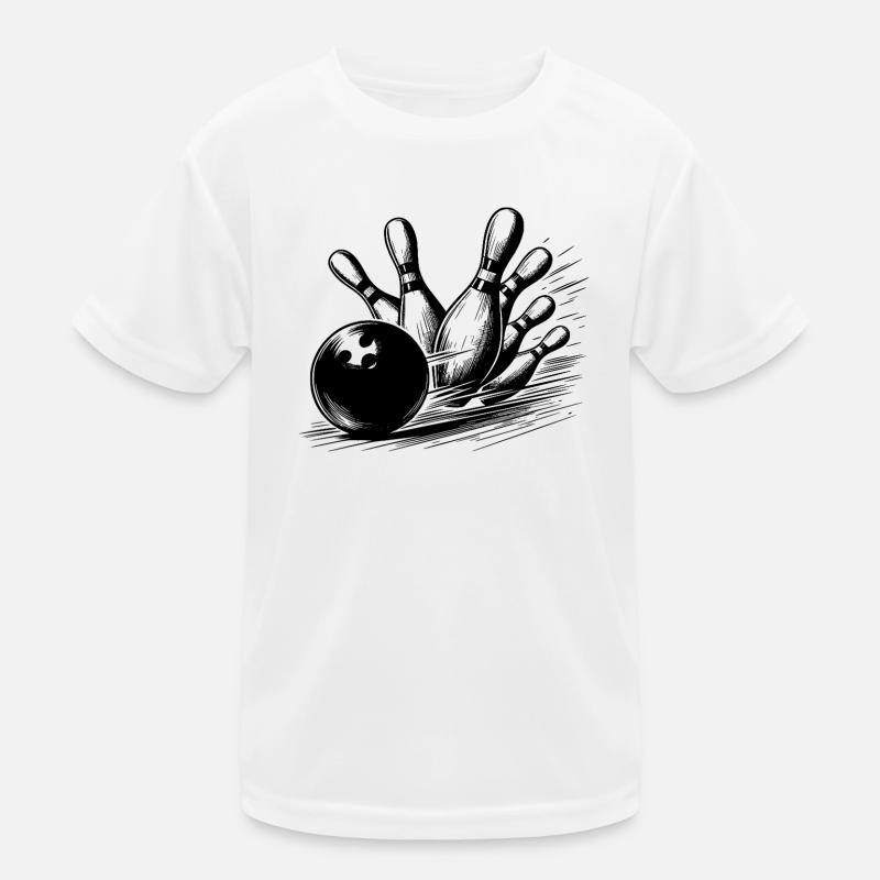 Dynamic Bowling Ball Throwing on Pins Kids Functional T-Shirt