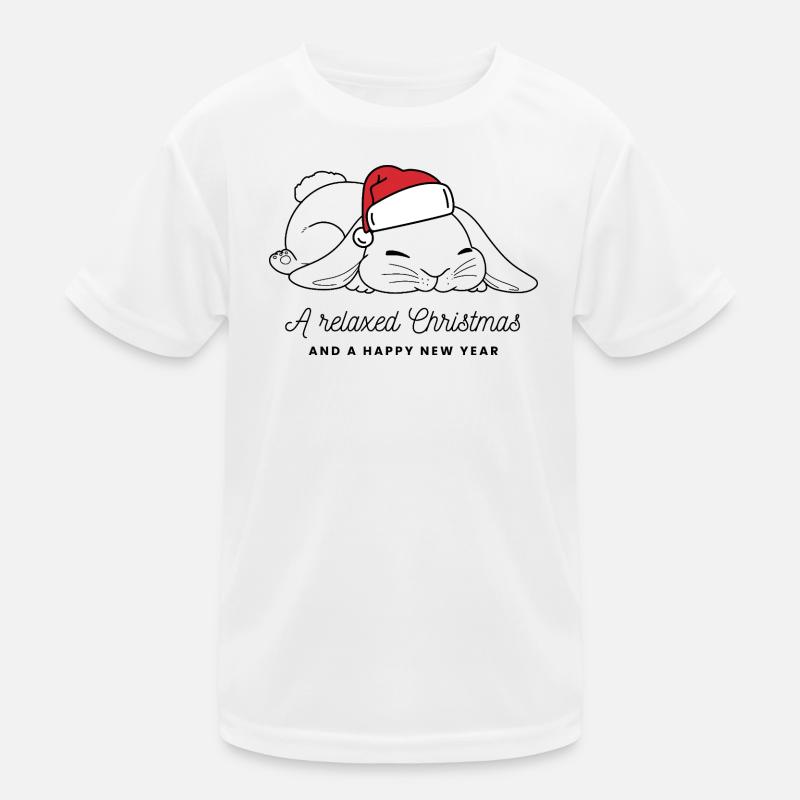 Relaxed Christmas Bunny with Hat - Dark - Kids Functional T-Shirt - white