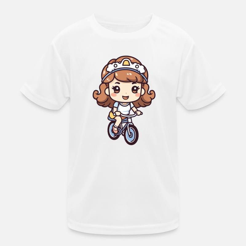 Fahrrad Mädchen Comic Kinder Funktions-T-Shirt