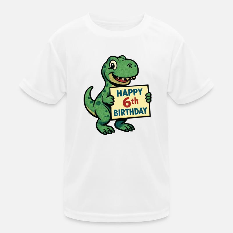 Süßer Dino Happy 6th Birthday Geburtstagsgeschenk Kinder Funktions-T-Shirt
