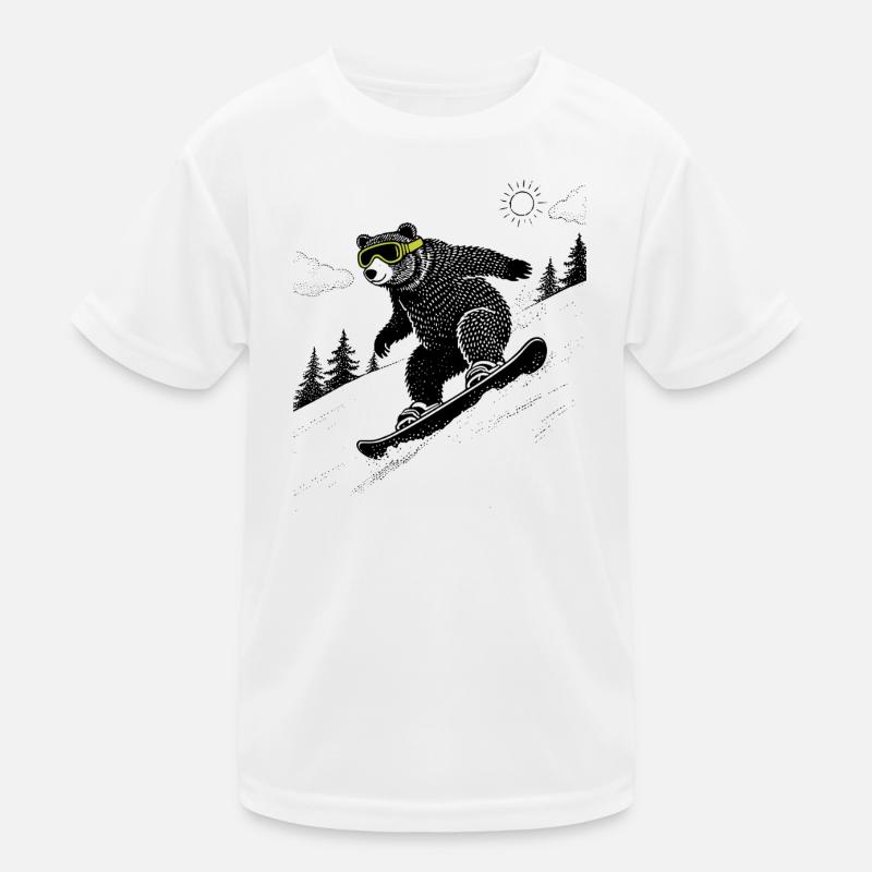 Snowboard Bear Kids Functional T-Shirt