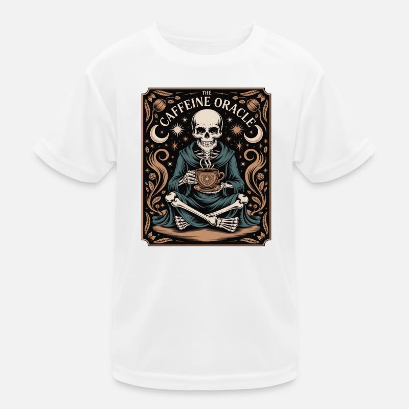 The Caffeine Oracle Skeleton Coffee Oracle Kids Functional T-Shirt