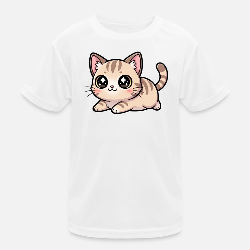 Kawaii Beige Kitten Eyes Charm Kids Functional T-Shirt