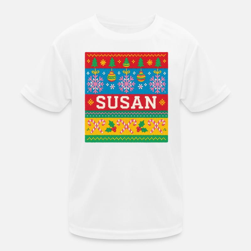 Personalisierte Susan-Weihnachtskunst Kinder Funktions-T-Shirt