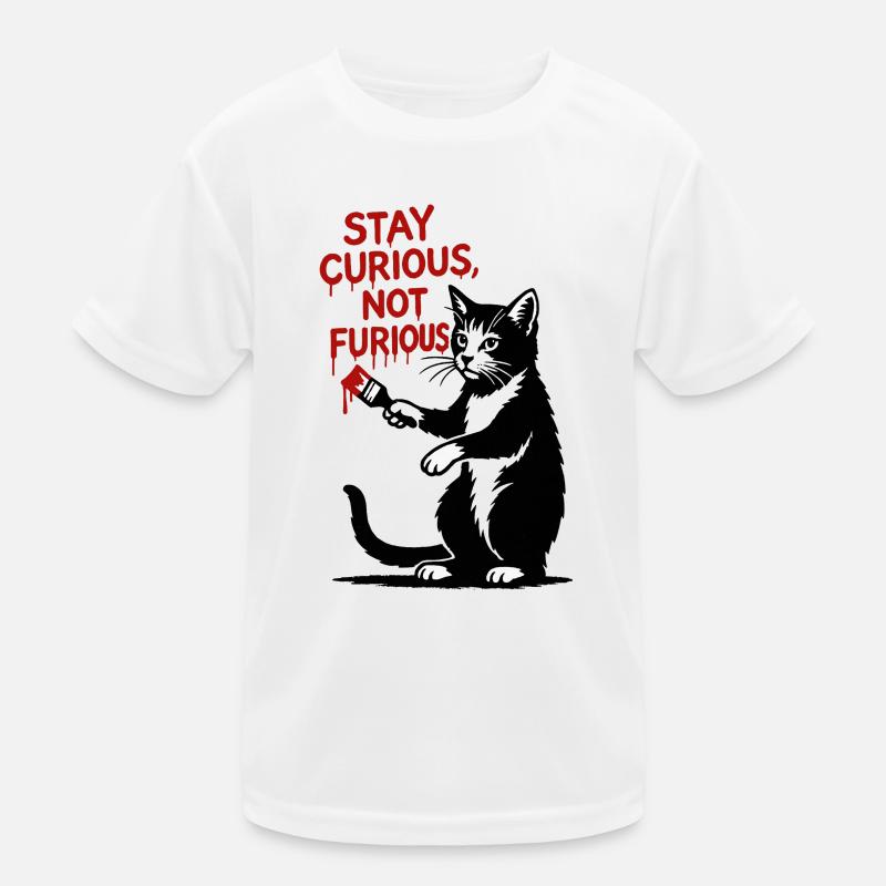 Curious Cat Art Print Kids Functional T-Shirt