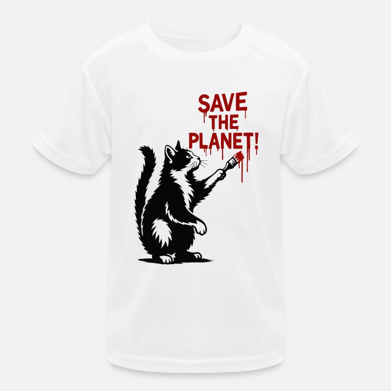 Planetenschutz Katze Kunst Kinder Funktions-T-Shirt