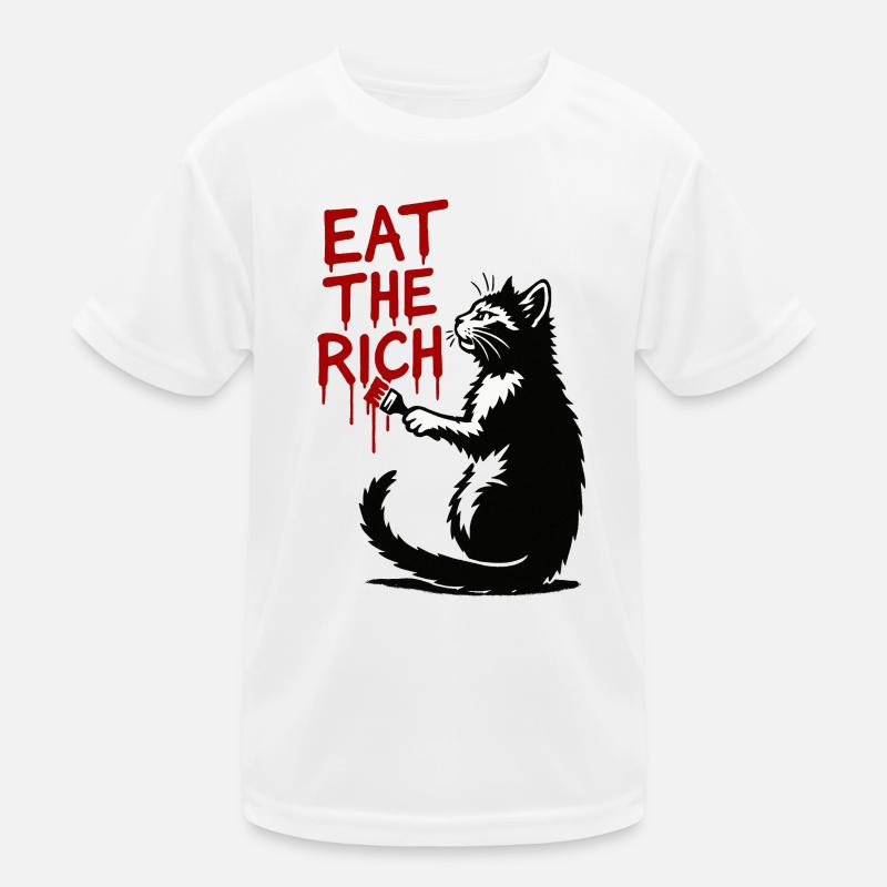 Schwarze Katze roter Tropfen-Text Kinder Funktions-T-Shirt