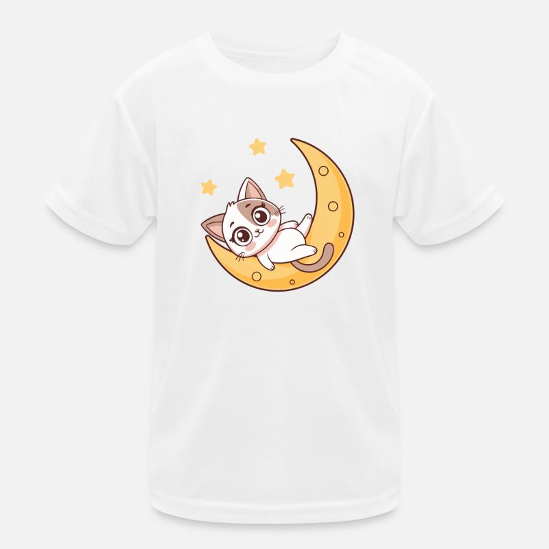 Chaton rêveur sur lune T-shirt sport Enfant