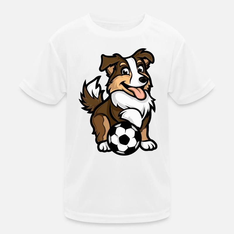 Chien joyeux avec un ballon de foot T-shirt sport Enfant