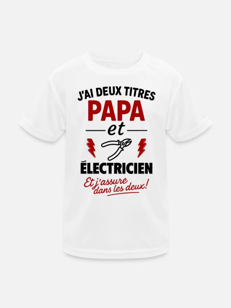 Vater-Elektriker-Weihnachts-Vatertagsgeschenk-Idee - Kinder Funktions-T-Shirt - Weiß