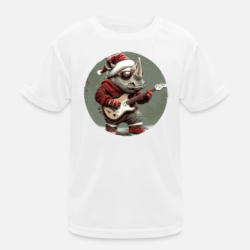 Nashorn Weihnachten Gitarre Kinder Funktions-T-Shirt