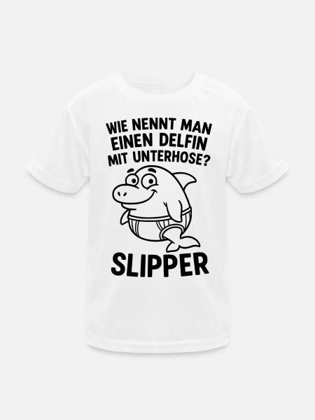 slipper delfin unterhose witz - Kinder Funktions-T-Shirt - Weiß - Vorne