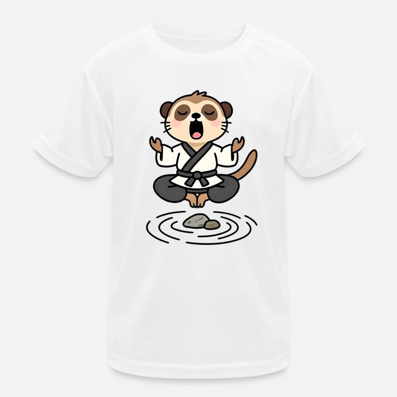Erdmännchen in einem meditativen Zen-Kimono Kinder Funktions-T-Shirt
