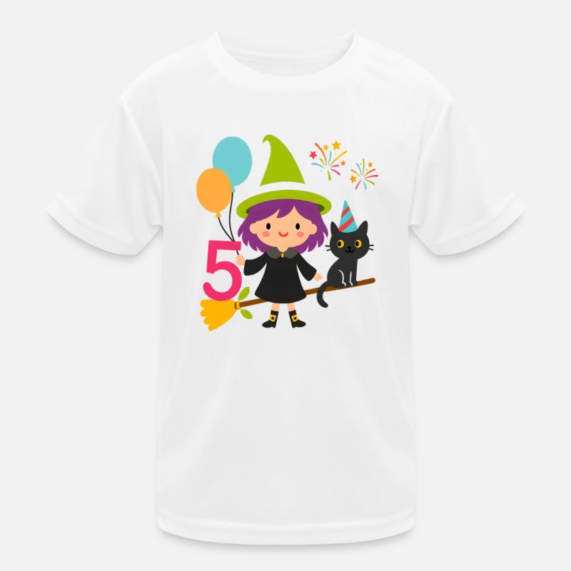 Conception de la fête d’anniversaire du 5e anniversaire de Kawaii Witch T-shirt sport Enfant