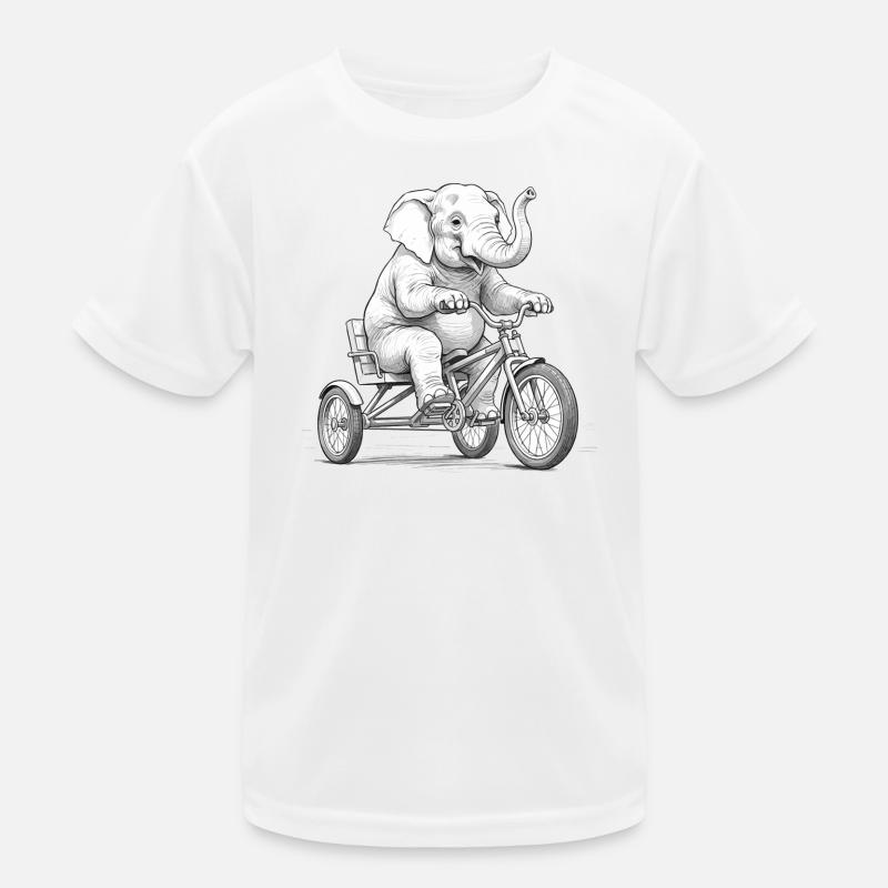 Elephant on a Tricycle Kids Functional T-Shirt