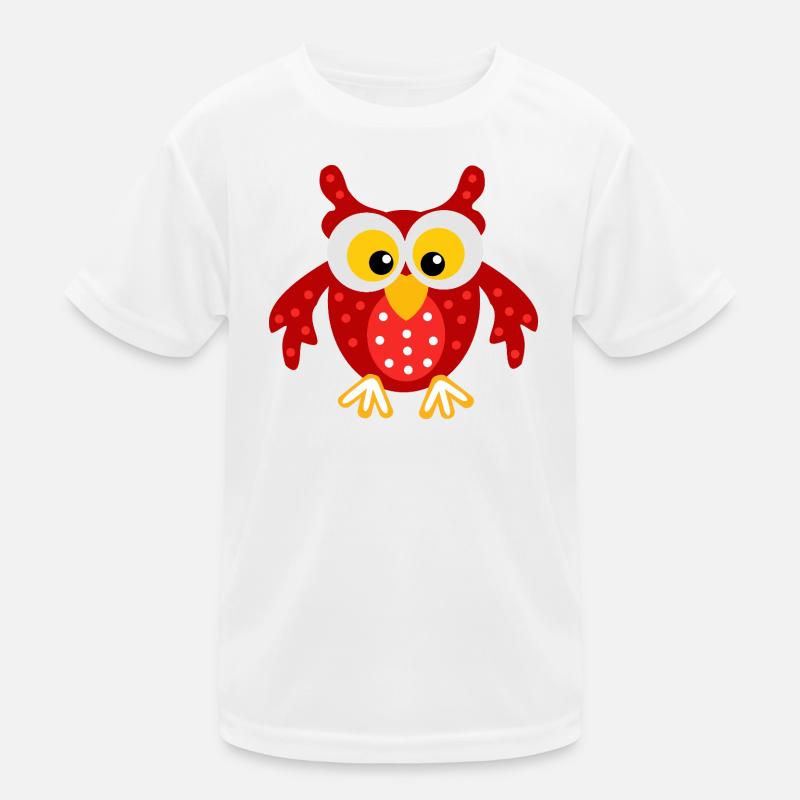 Rote Eule mit Punkten Kinder Funktions-T-Shirt