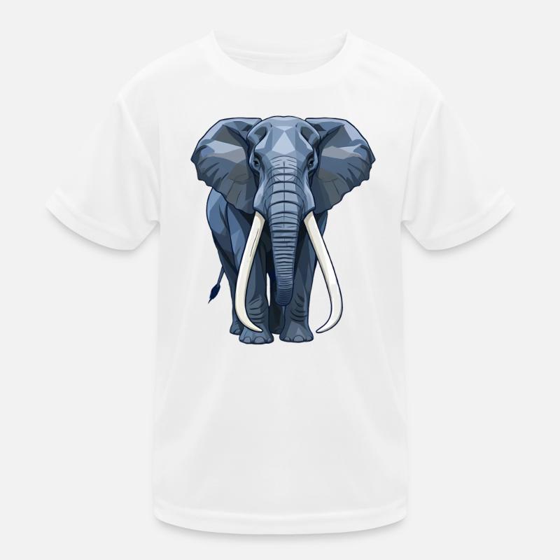Geometrischer Blauer Elefant Kinder Funktions-T-Shirt