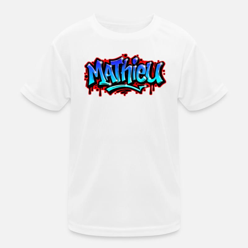 Mathieu Graffitiprintable name Urban Blue Kids Functional T-Shirt