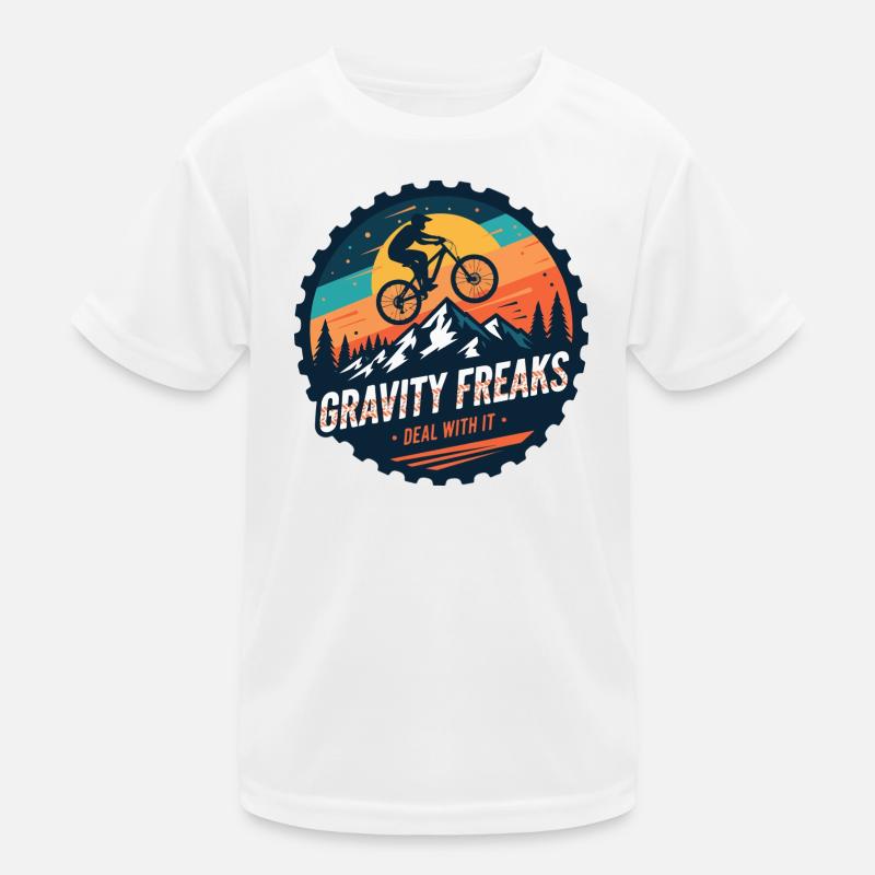 Gravity Freaks MTB Sunset Abzeichen Kinder Funktions-T-Shirt