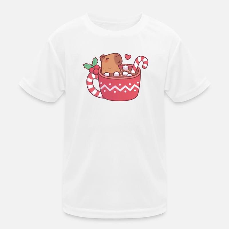 Süßes Kapybara entspannt in heißer Schokolade mit Marshmall Kinder Funktions-T-Shirt