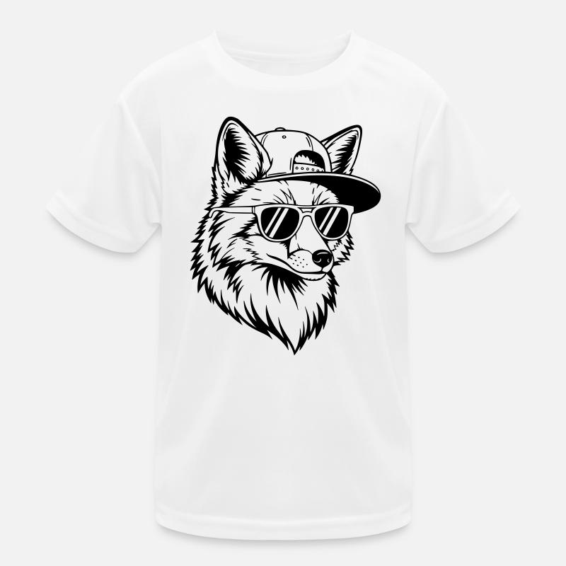 Cooler Fuchs mit Cap und Sonnenbrille Kinder Funktions-T-Shirt