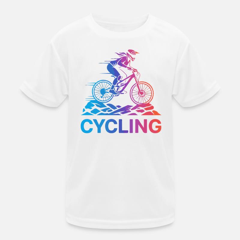 Gradient Cyclist on Rugged Trail Kids Functional T-Shirt