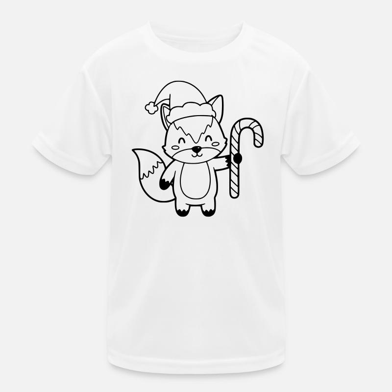 Weihnachtsfuchs mit Candy Cane Illustration Kinder Funktions-T-Shirt
