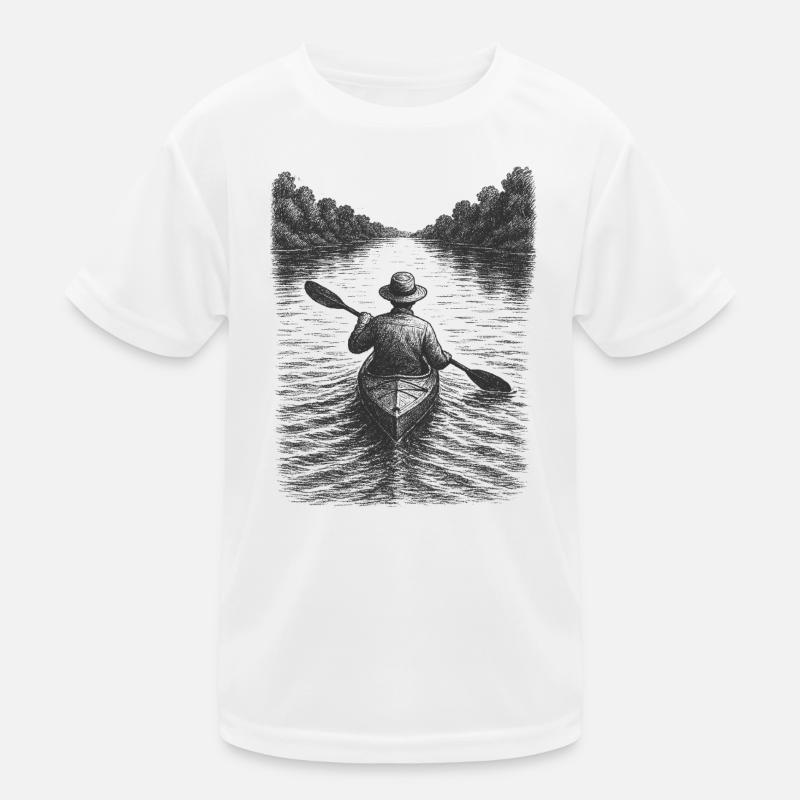 Calm canoe scene as atmospheric illustration Kids Functional T-Shirt