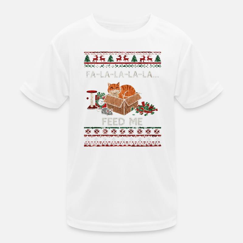 Weihnachtskatze im Karton – Futterbitten Kinder Funktions-T-Shirt