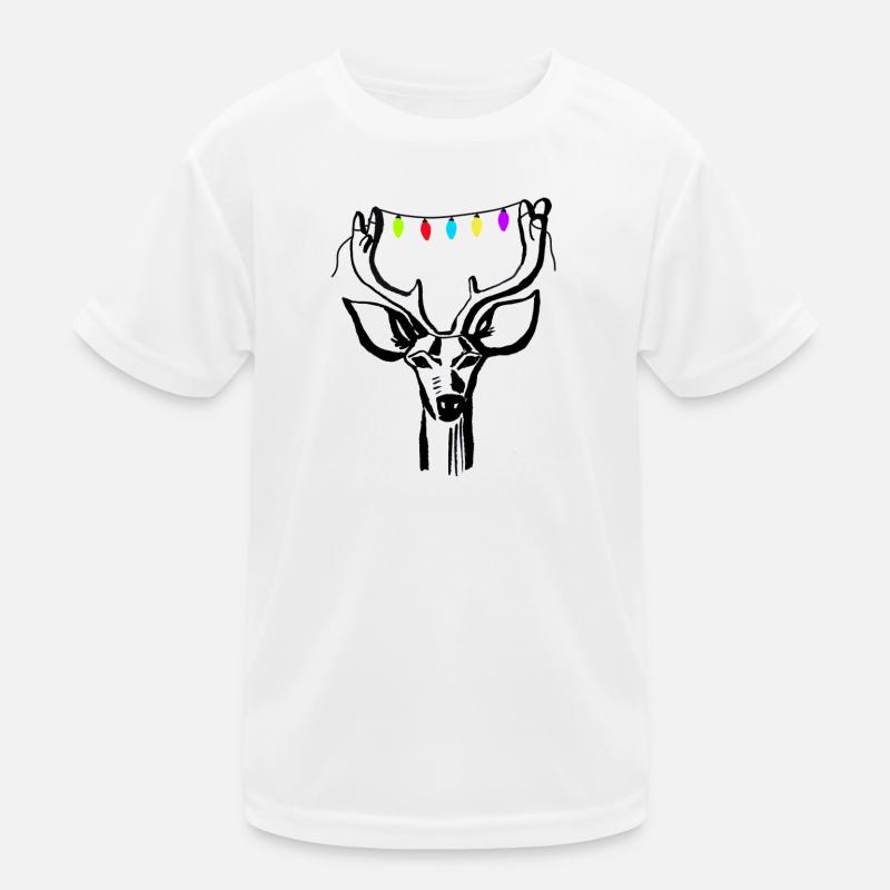 Hirsch mit Lichterkette Kinder Funktions-T-Shirt