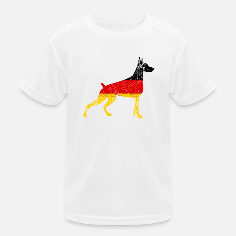 Doberman Dog Germany Flag Vintage Retro Kids Functional T-Shirt
