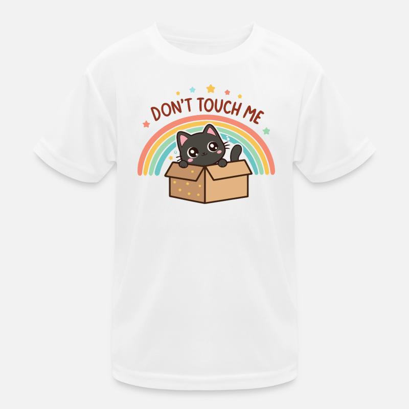 Schüchterne Katze in der Regenbogenbox Kinder Funktions-T-Shirt