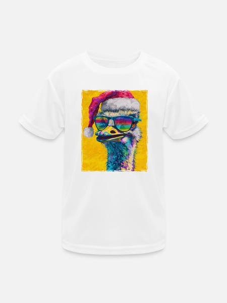 Strauß Weihnachten Porträt - Kinder Funktions-T-Shirt - Weiß