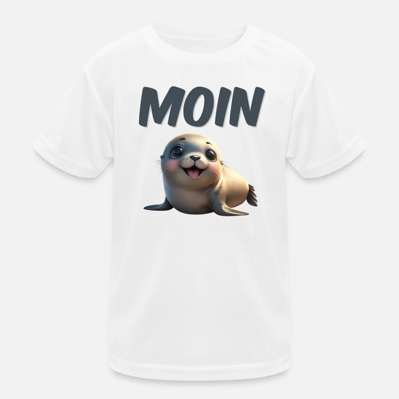 Cute seal with MOIN font Kids Functional T-Shirt
