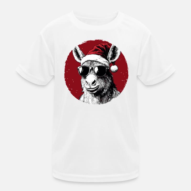 Santa donkey with sunglasses Kids Functional T-Shirt