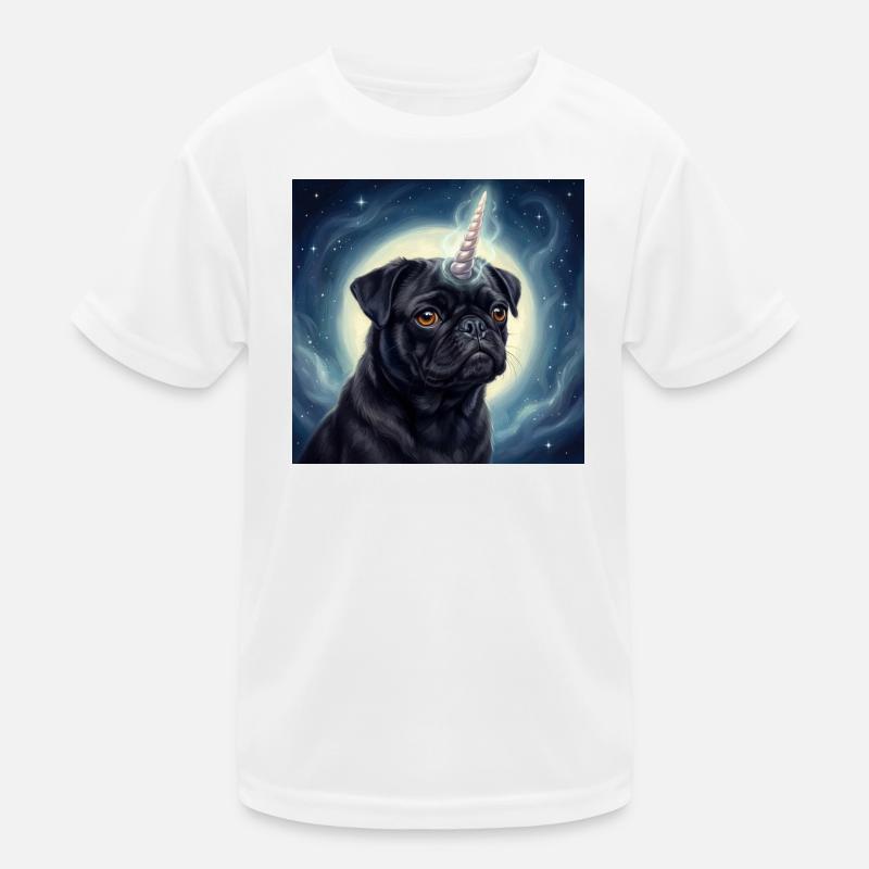 Kosmischer Einhorn-Mops Kinder Funktions-T-Shirt