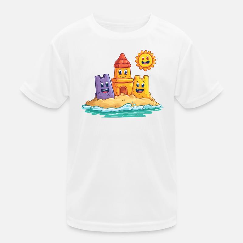 Funny sandpit castle with sun Kids Functional T-Shirt