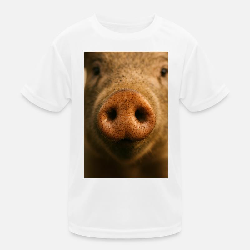 Gros plan chaleureux du museau de cochon T-shirt sport Enfant