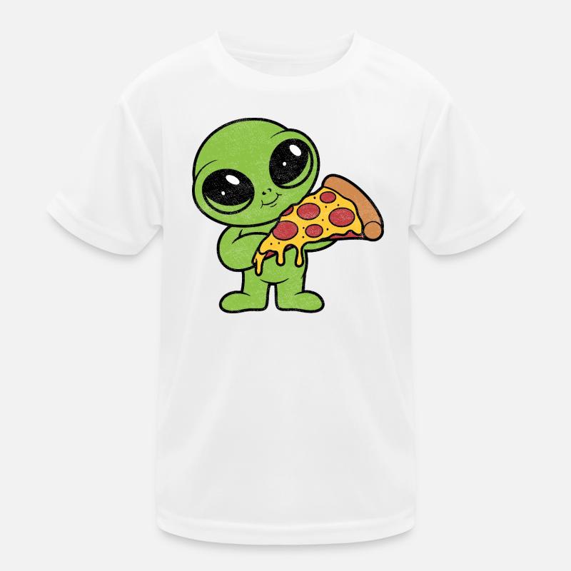 Cute Alien with Pizza Slice Pizza Fan Kids Functional T-Shirt