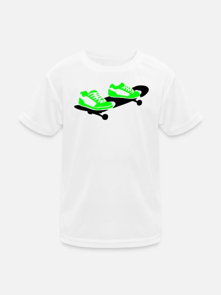 Skateboard - Kinder Funktions-T-Shirt - Weiß - Vorne