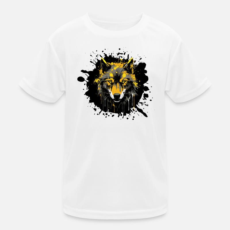Wolf Klecks Wildlife Kinder Funktions-T-Shirt