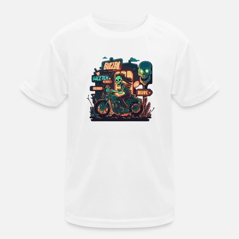 Nekro Neon Motorradfahrt Kinder Funktions-T-Shirt