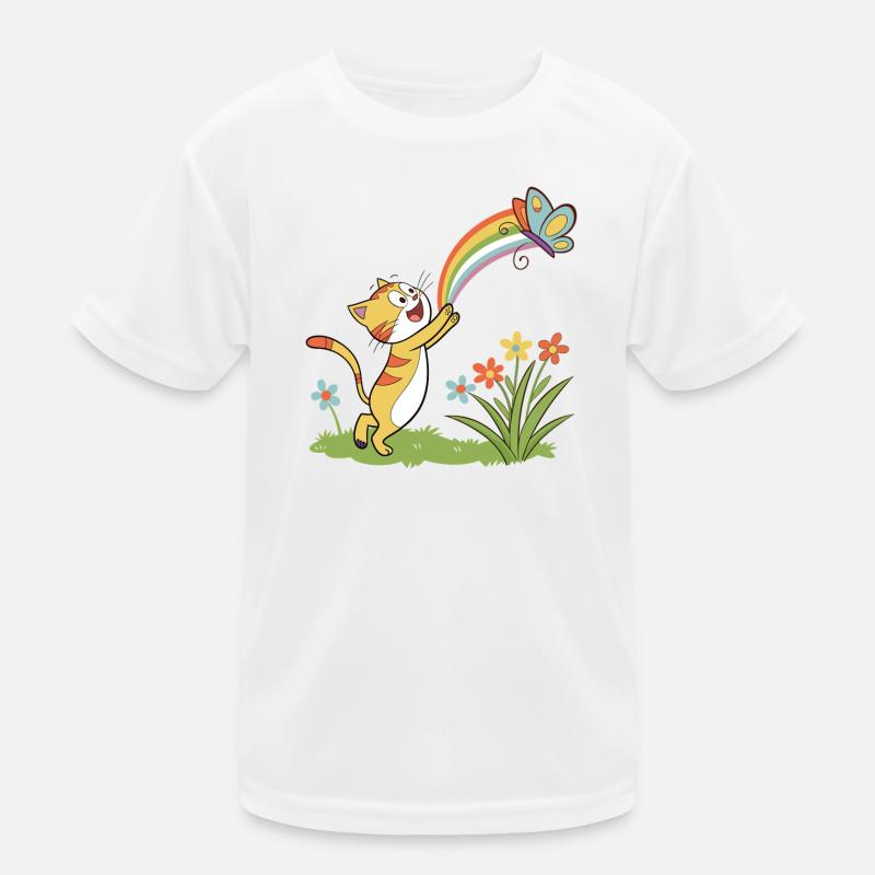 Rainbow Chase Kätzchen Kinder Funktions-T-Shirt