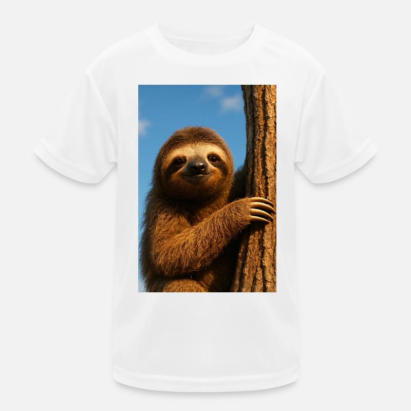 Sloth in the tree - Kids Functional T-Shirt - white