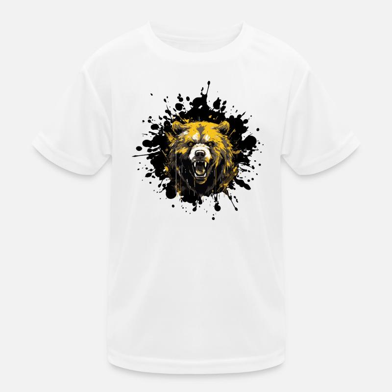 Bär Tier Farbspritzer Kinder Funktions-T-Shirt
