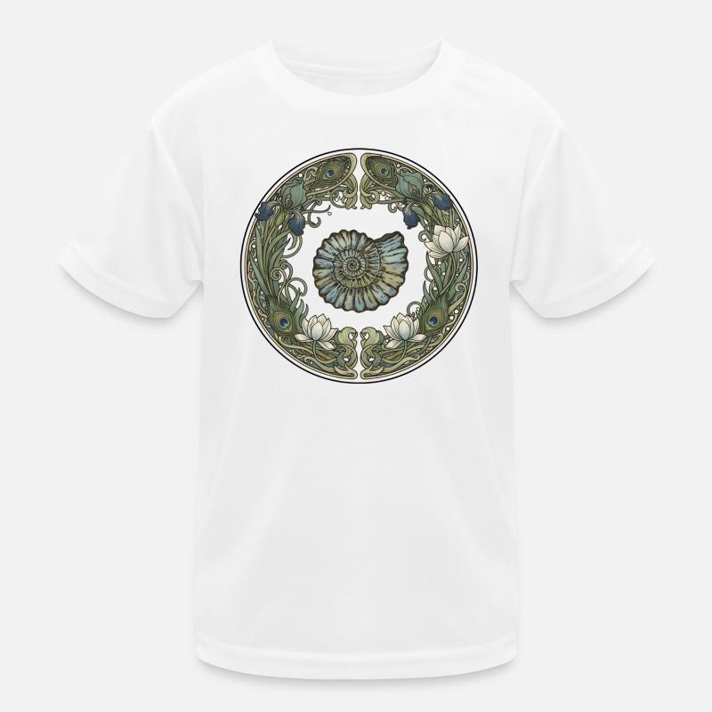 Ammonite Circle Frame with Seagrass Kids Functional T-Shirt