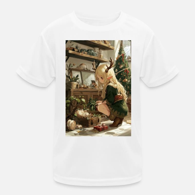 Elf Gardener in Cozy Workshop Kids Functional T-Shirt