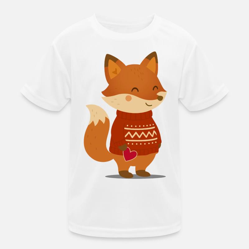 Süßer Fuchs im Pullover mit Herz Kinder Funktions-T-Shirt